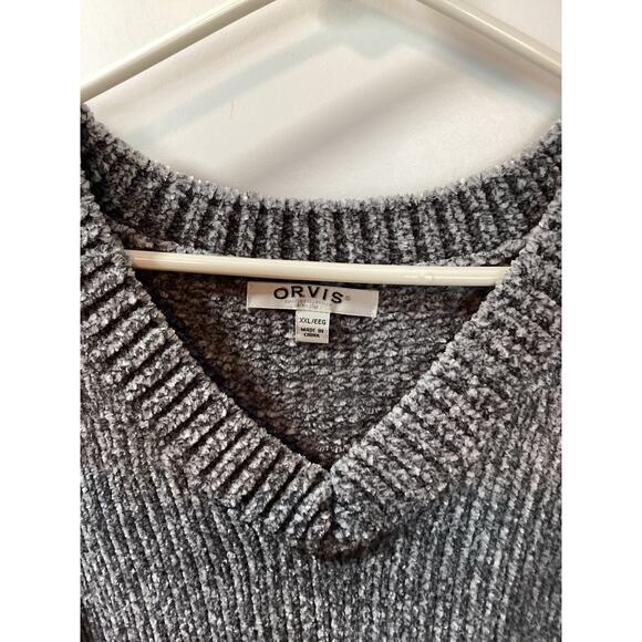 Orvis Women's Chunky Knit V Neck Chenille Pullover Sweater Winter Gray Size XXL - Picture 4 of 8